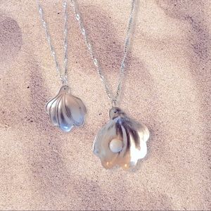 Fine silver shell and pearl necklace